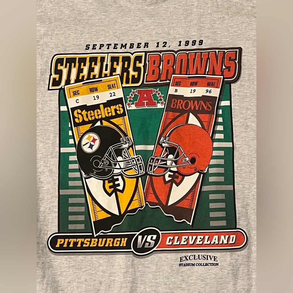 Vintage Browns vs Steelers T-Shirt Rivalry Sept 1999 NFL Football L 1st Game B37